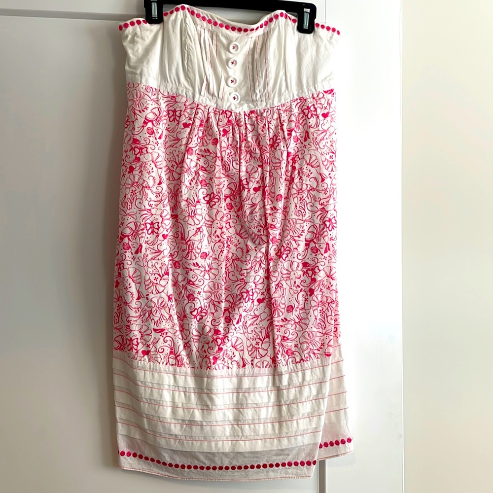 Lily Pulitzer Pink and White Size 10 Strapless Sundress